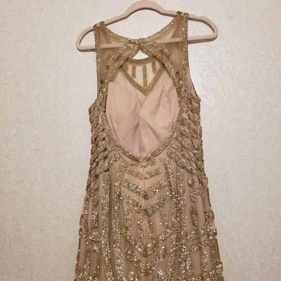 PARTY GOLD LONG DRESS WITH RHINESTONE SIZE 2XL - Picture 6 of 16